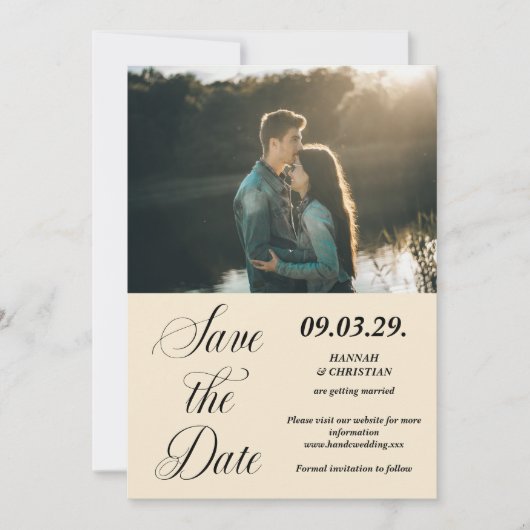 フォトベージュミニマリスト セーブ・ザ・デート (正面)