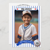 フォトベースボールバースデーパーティーへの招待 招待状 (正面/裏面)