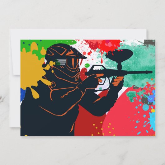 フォトペイントボール誕生日招待状ペイントボール 招待状 (裏面)