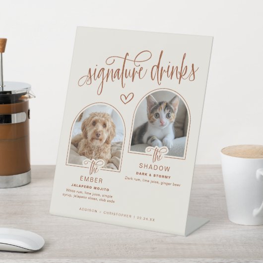 フォトペットの結婚シグネチャードリンク2 台座サイン (インサイチュ)