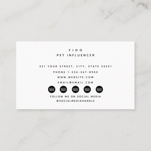 フォトペットドッグインフルエンサーソーシャルメディアQRコード 名刺 (裏面)