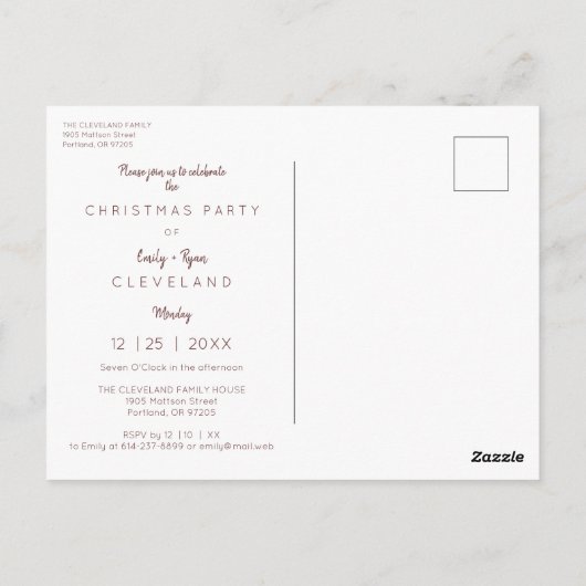 フォトペット洗練されたクリスマスパーティー ポストカード (裏面)