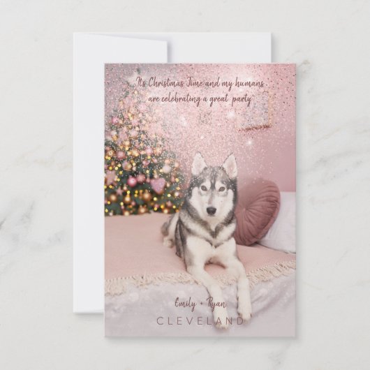 フォトペット洗練されたクリスマスパーティー 招待状 (正面)