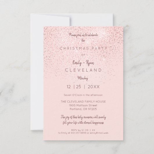 フォトペット洗練されたクリスマスパーティー 招待状 (裏面)