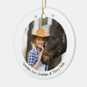 フォトペット2人初めてのクリスマスかわいいミニマル セラミックオーナメント (左)