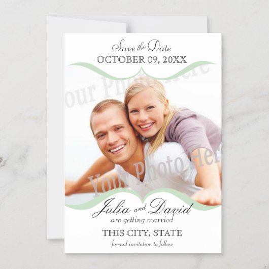 フォトホタテのフレームMint日付を保存 マグネット招待状 (正面)