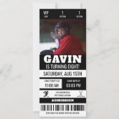 フォトホッケーパーソナライズされたチケット誕生日パーティー 招待状 (正面)