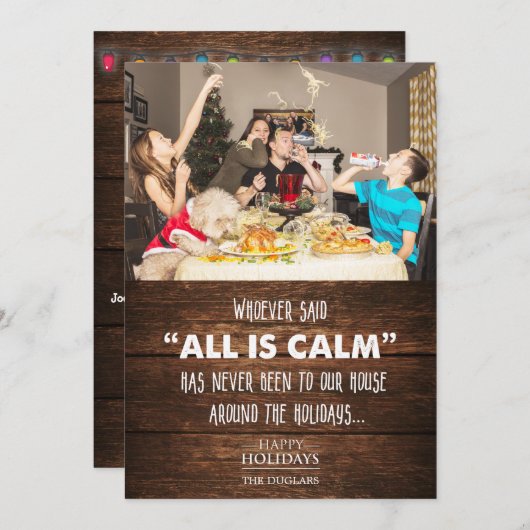 フォトホリデーおもしろいクリスマスグリーティングカード (正面/裏面)