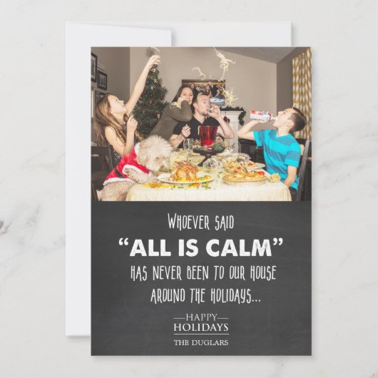 フォトホリデーおもしろいクリスマスチョークグリーティングカード (正面)