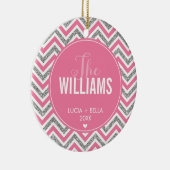 フォトホリデーオーナメントシェブロングリッターシルバーピンク セラミックオーナメント (右)