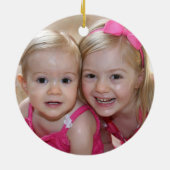 フォトホリデーオーナメントシェブロングリッター赤グリーン セラミックオーナメント (裏面)