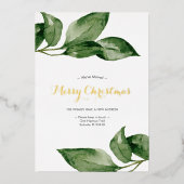 フォトホリデーカードウォーターカラーボタニカル 箔シーズンカード (正面)