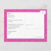 フォトホリデーカードシブロングリッターピンクライムグリーン シーズンポストカード (裏面)