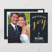 フォトホリデーカードシャルボードグリッターブラック金ゴールド シーズンポストカード (正面/裏面)