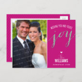 フォトホリデーカードシャルボードグリッター型ピンク シーズンポストカード (正面/裏面)