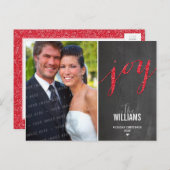 フォトホリデーカードシャルボードグリッター型レッド シーズンポストカード (正面/裏面)