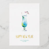 フォトホリデーカードトロピカルカクテルウォーター色 箔シーズンカード (正面)