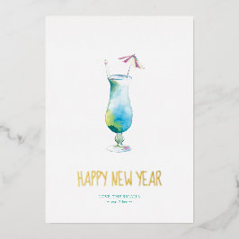 フォトホリデーカードトロピカルカクテルウォーター色 箔シーズンカード