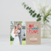 フォトホリデーカードフェスティバルタイポグラフィああ何おもしろい シーズンポストカード (スタンド正面)