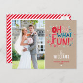 フォトホリデーカードフェスティバルタイポグラフィああ何おもしろい シーズンポストカード (正面/裏面)