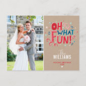 フォトホリデーカードフェスティバルタイポグラフィああ何おもしろい シーズンポストカード (正面)