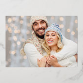 フォトホリデーカードレッドベリーと葉 箔シーズンカード (裏面)