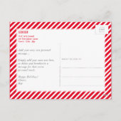フォトホリデーカード赤ストライプ金ゴールドお洒落型 シーズンポストカード (裏面)