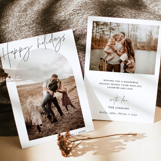 フォトホリデーカード |アーチ型フォトクリスマスカード 招待状