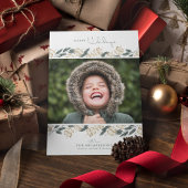 フォトホリデーカード |クリスマスウォーターカラーパインズ シーズンカード