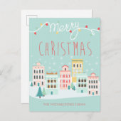 フォトホリデーカード | クリスマスタウンシーン シーズンポストカード (正面/裏面)