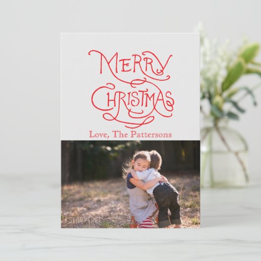 フォトホリデーカード：タイポグラフィメリークリスマス シーズンカード (スタンド正面)