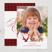 フォトホリデーカード |バッファローチェックサンタフランネル シーズンカード (正面/裏面)