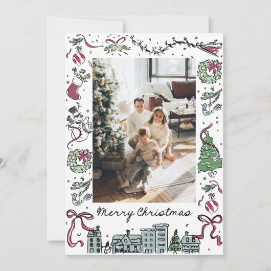 フォトホリデーカード、ファミリークリスマスカード 招待状 (正面)