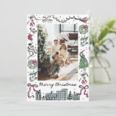 フォトホリデーカード、ファミリークリスマスカード 招待状 (スタンド正面)