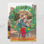 フォトホリデーカード:メリークリスマスリース写真 シーズンカード (正面/裏面)