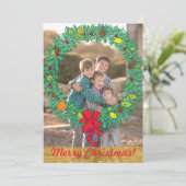 フォトホリデーカード:メリークリスマスリース写真 シーズンカード (スタンド正面)