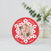 フォトホリデーカード：レッドメリークリスマススノーフレーク シーズンカード (スタンド正面)