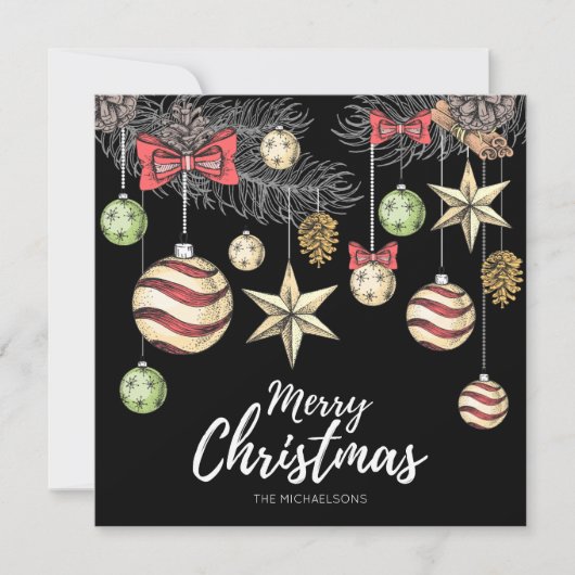 フォトホリデーカード |ヴィンテージオーナメント シーズンカード (正面)