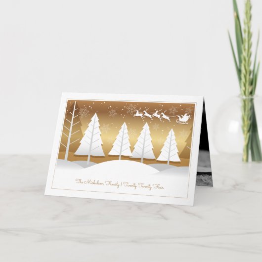 フォトホリデーカード | Golden Santa Clausフライト シーズンカード (正面)