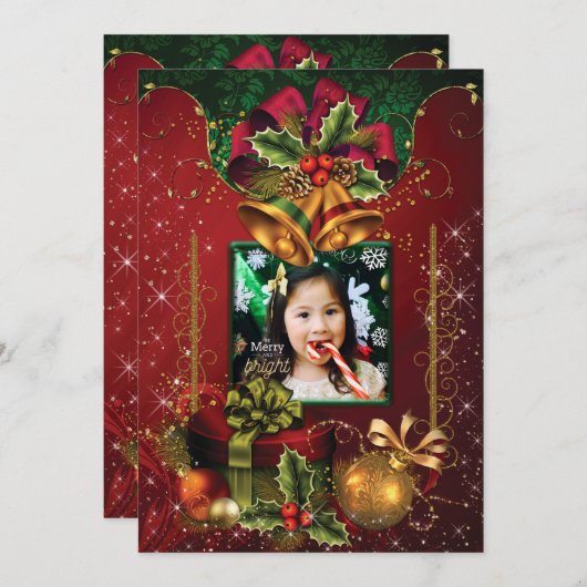 フォトホリデークリスマスグリーティングカード シーズンカード (正面/裏面)