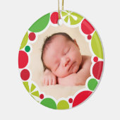 フォトホリデーデコーブライトカラフルボーブルリース セラミックオーナメント (左)