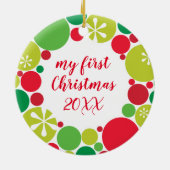 フォトホリデーデコーブライトカラフルボーブルリース セラミックオーナメント (裏面)