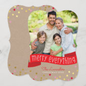 フォトホリデーバナースタイリッシュ金ゴールド紙吹雪 シーズンカード (正面/裏面)