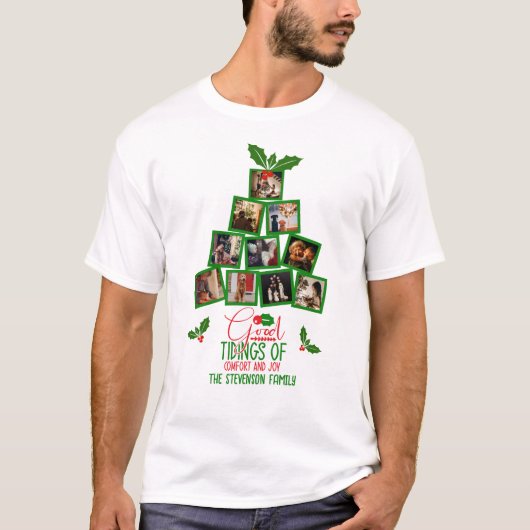 フォトホリデーパーソナライズされたクリスマスファミリー Tシャツ (正面)