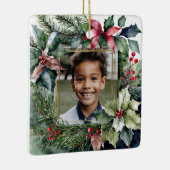 フォトホリデーパーソナライズされたクリスマス水の色 セラミックオーナメント (右)