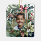 フォトホリデーパーソナライズされたクリスマス水の色 セラミックオーナメント (左)