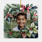 フォトホリデーパーソナライズされたクリスマス水の色 セラミックオーナメント (裏面)