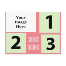 フォトホリデーピンクのグリーティングポストカード