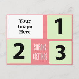 フォトホリデーピンクのグリーティングポストカード シーズンポストカード