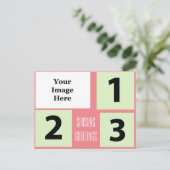 フォトホリデーピンクのグリーティングポストカード シーズンポストカード (スタンド正面)